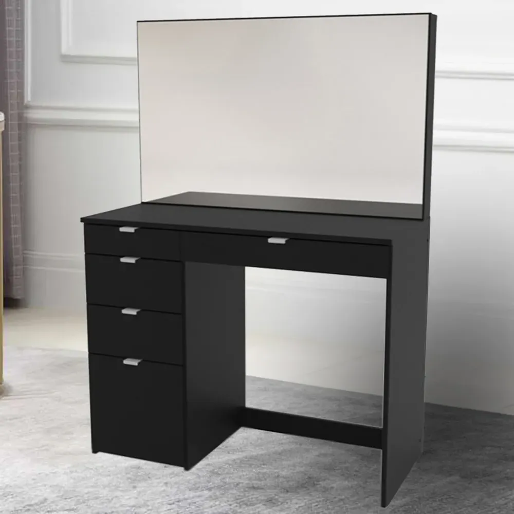Ava 5 Drawer Dressing Table with Mirror - Black image