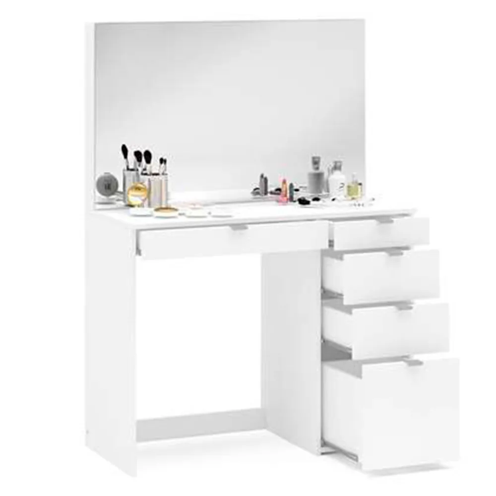 Ava 5 Drawer Dressing Table with Mirror - White