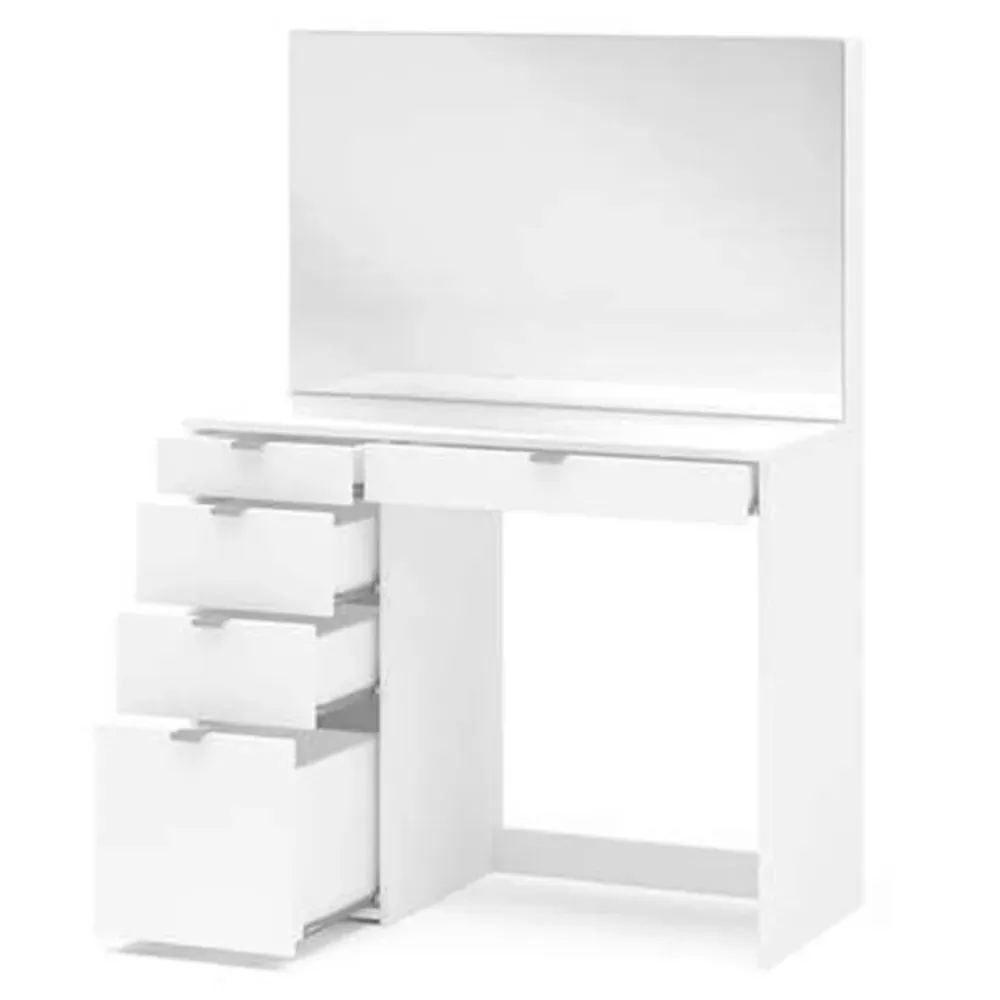 Ava 5 Drawer Dressing Table with Mirror - White