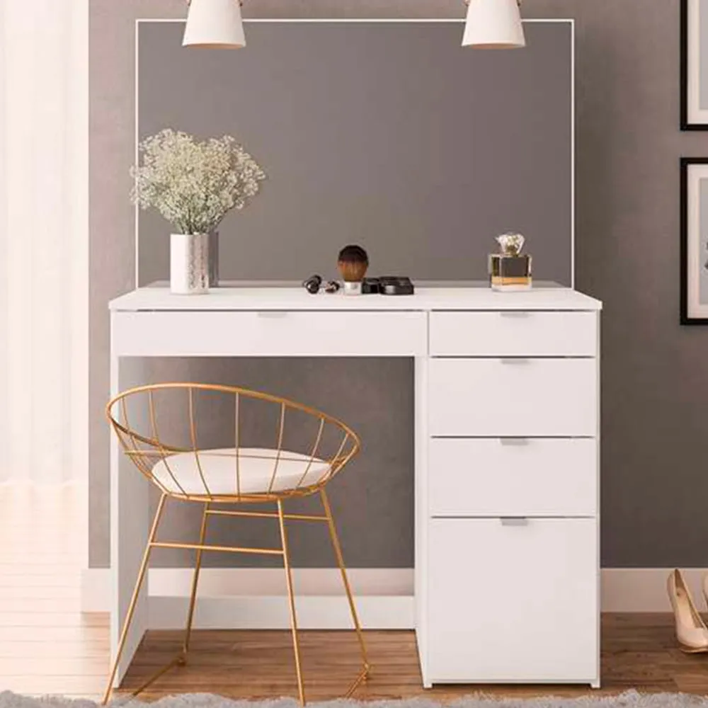 Ava 5 Drawer Dressing Table with Mirror - White