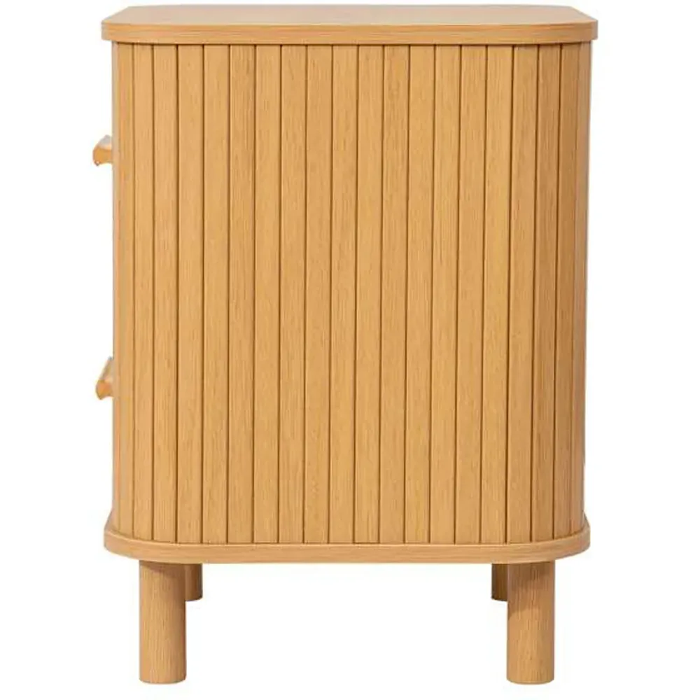 Axel 2 Drawer Fluted Bedside Table - Brown, MDF