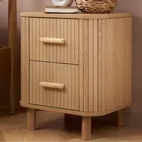 Axel 2 Drawer Fluted Bedside Table - Brown, MDF
