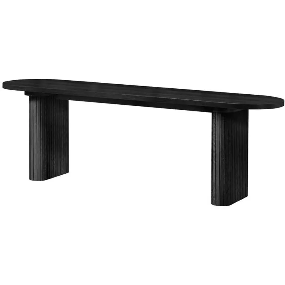 Axel 2 Seater Oval Fluted Dining Bench - Black, MDF