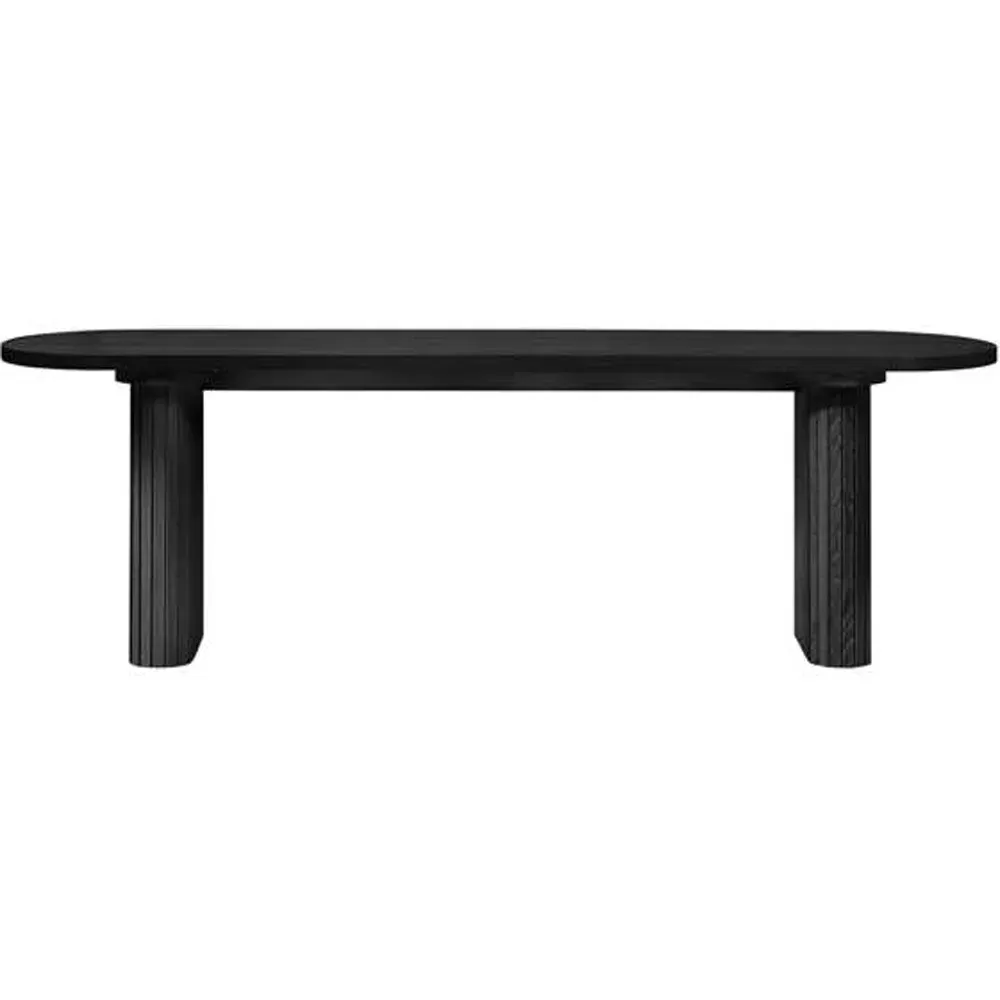 Axel 2 Seater Oval Fluted Dining Bench - Black, MDF