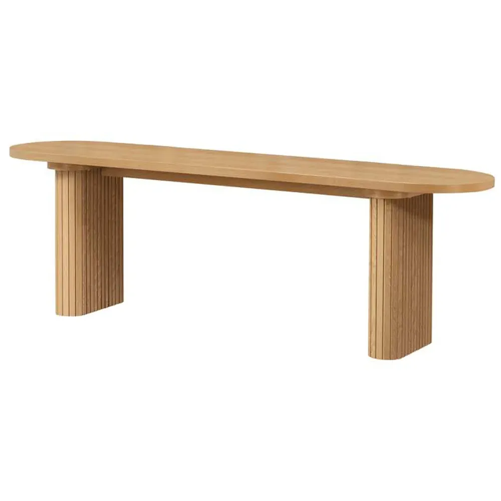 Axel 2 Seater Oval Fluted Dining Bench - Brown, MDF