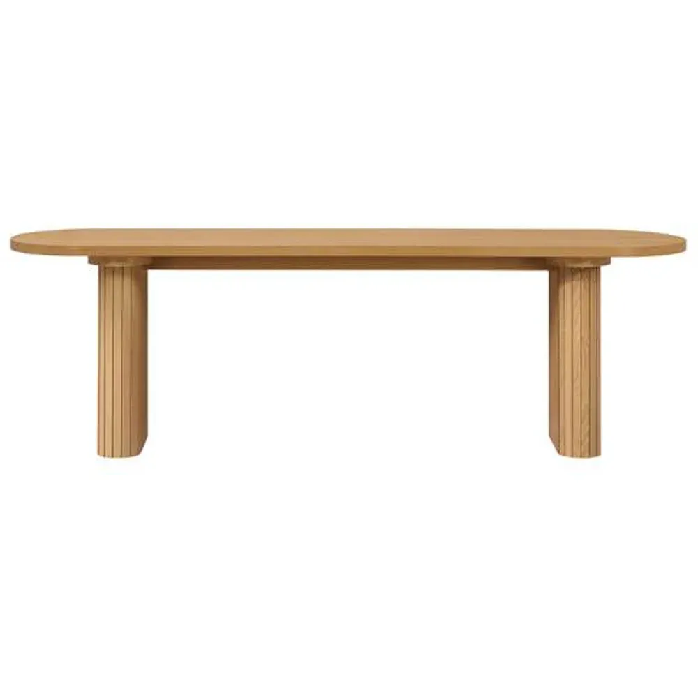 Axel 2 Seater Oval Fluted Dining Bench - Brown, MDF