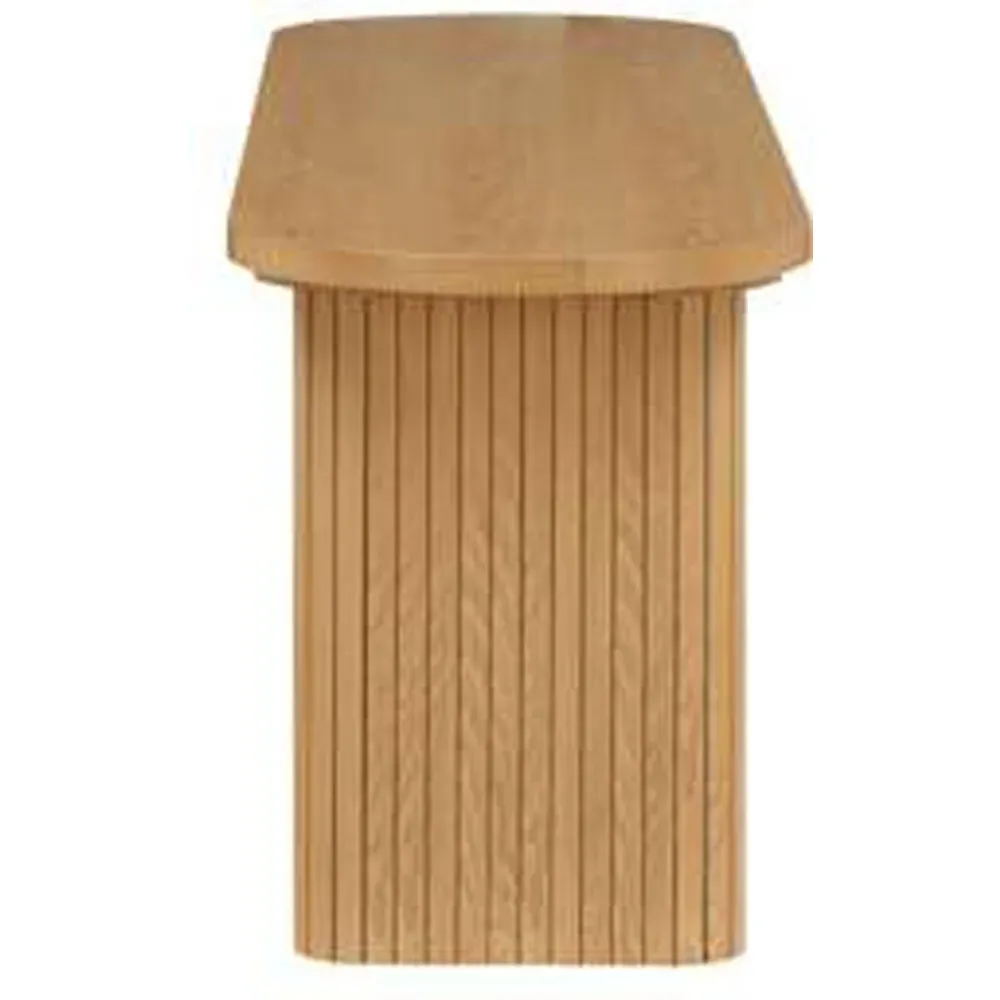 Axel 2 Seater Oval Fluted Dining Bench - Brown, MDF