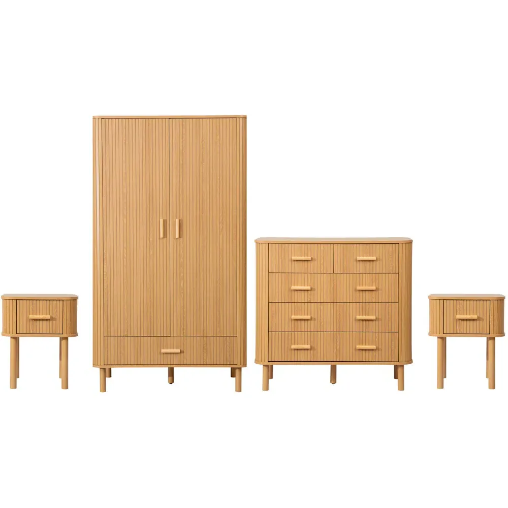 Axel 4 Piece Bedroom Furniture Set - Brown, Oak