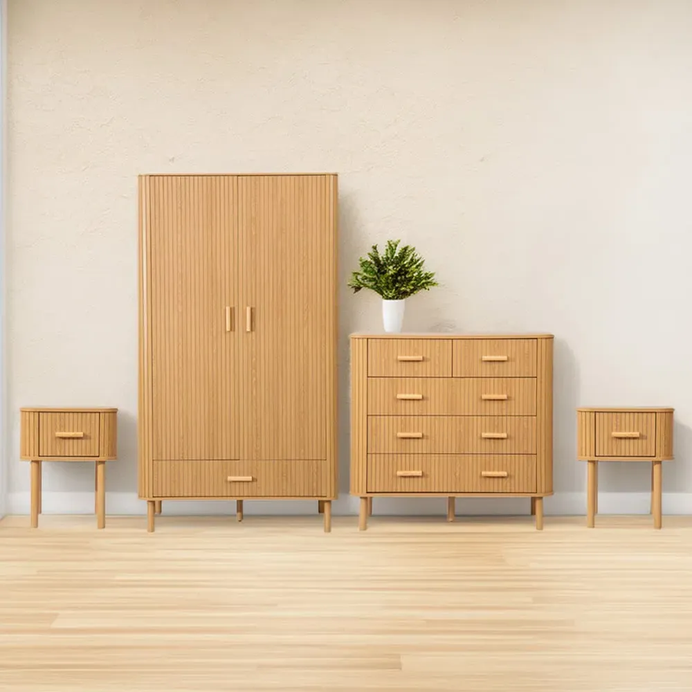 Axel 4 Piece Bedroom Furniture Set - Brown, Oak