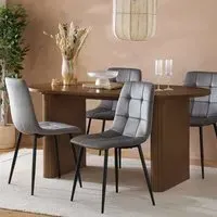 Axel 4-Seater Oval Fluted Dining Table Set - Oak Effect