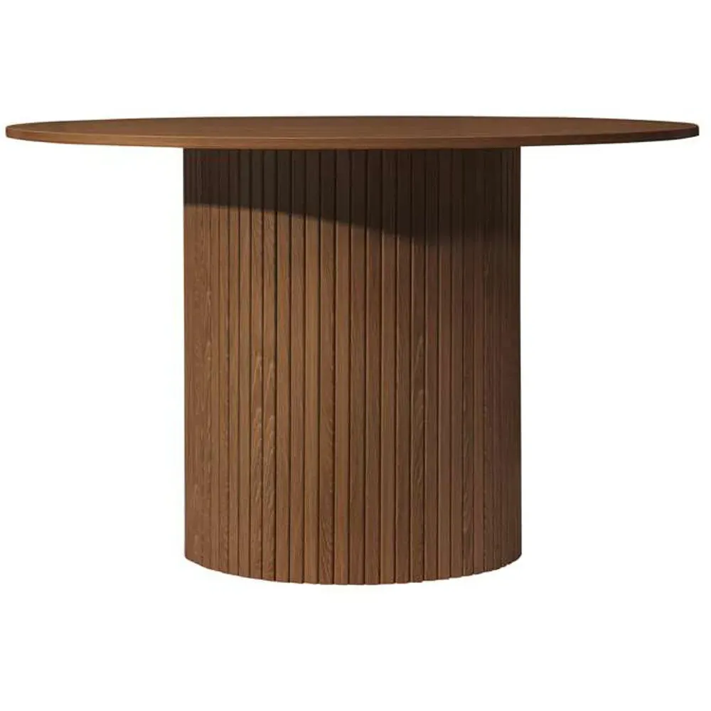 Axel 4-Seater Round Fluted Dining Table Set - Oak Effect