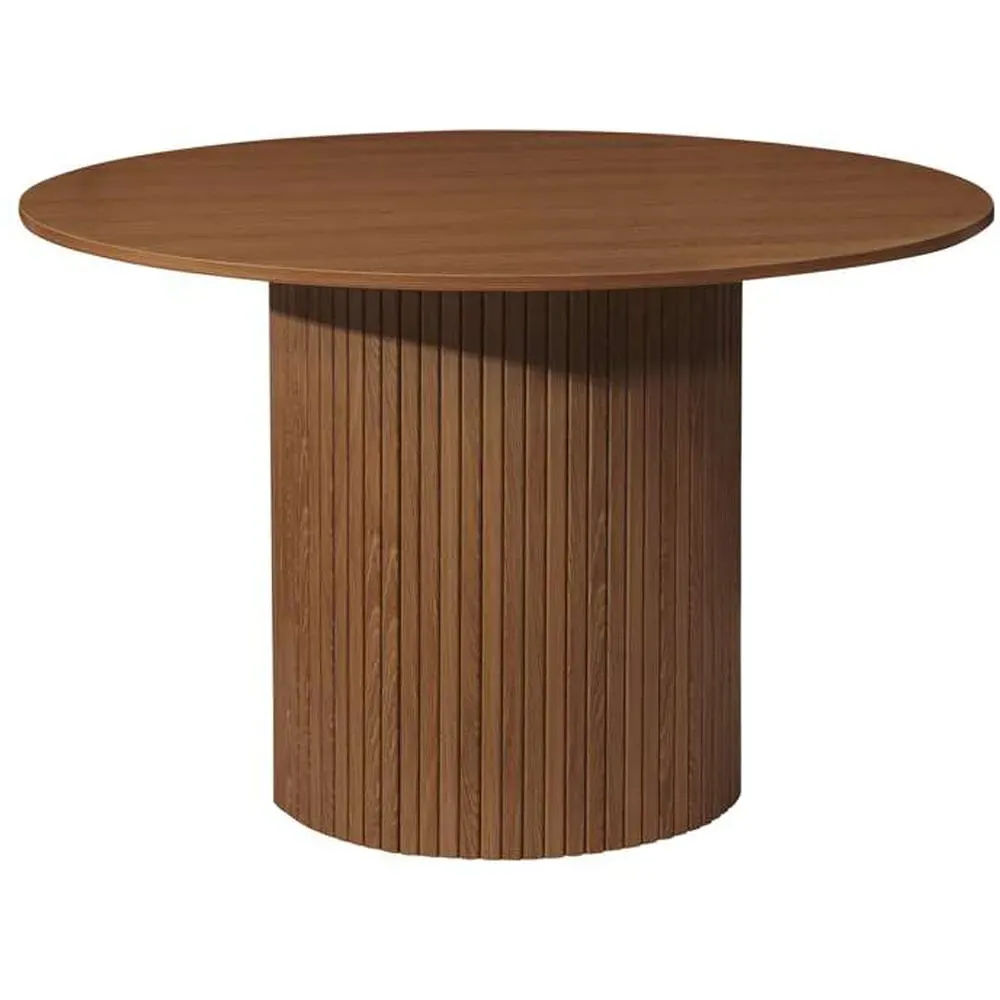 Axel 4-Seater Round Fluted Dining Table - Walnut