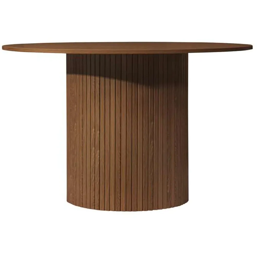 Axel 4-Seater Round Fluted Dining Table - Walnut