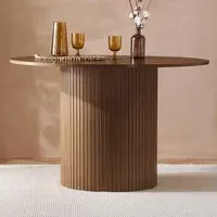 Axel 4-Seater Round Fluted Dining Table - Walnut