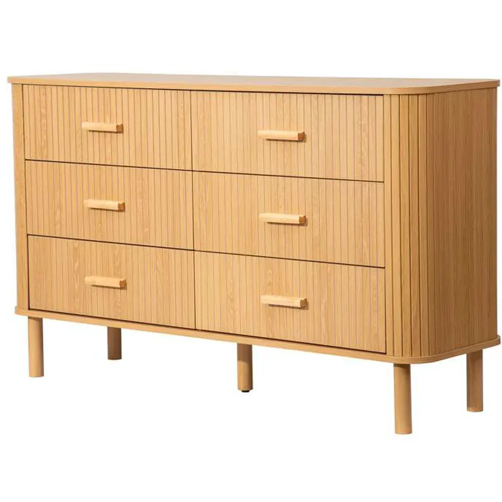 Axel 6 Drawer Fluted Chest of Drawers - Brown, MDF