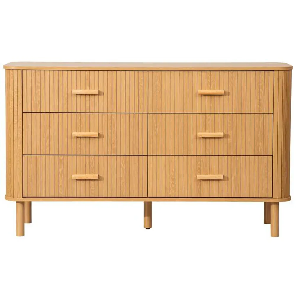 Axel 6 Drawer Fluted Chest of Drawers - Brown, MDF