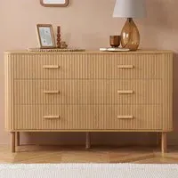 Axel 6 Drawer Fluted Chest of Drawers - Brown, MDF