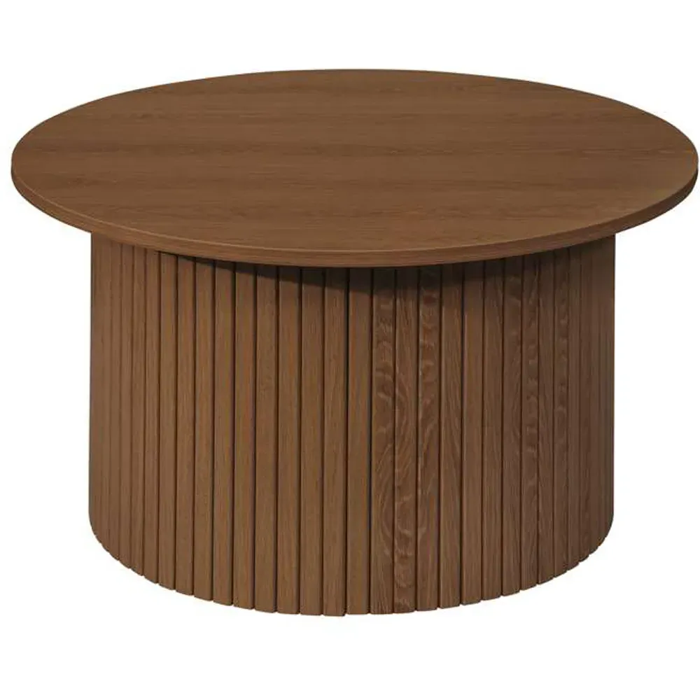 Axel Round Fluted Coffee Table - Brown, MDF