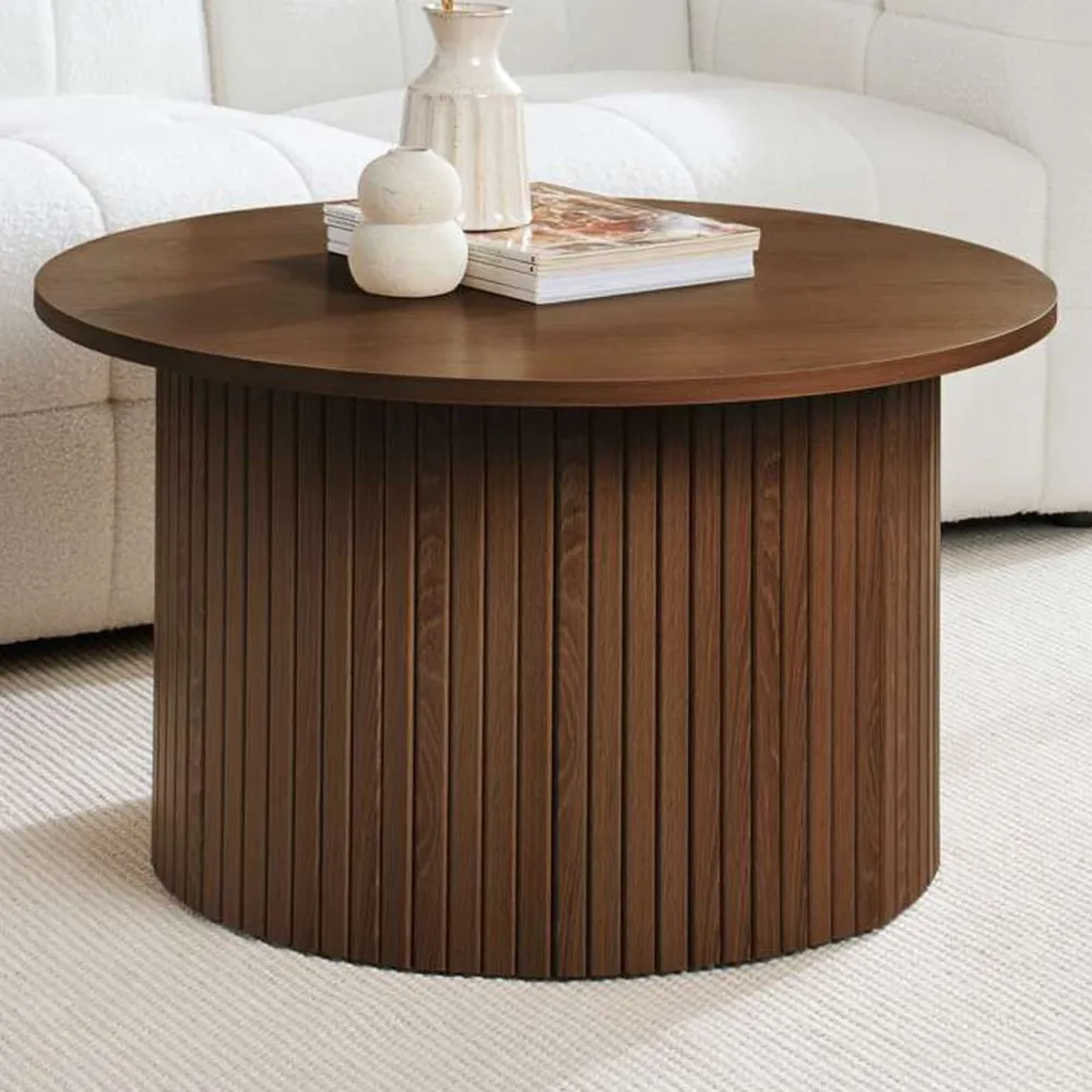 Axel Round Fluted Coffee Table - Brown, MDF