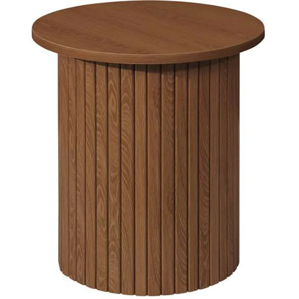 Axel Round Fluted Side Table - Brown, MDF