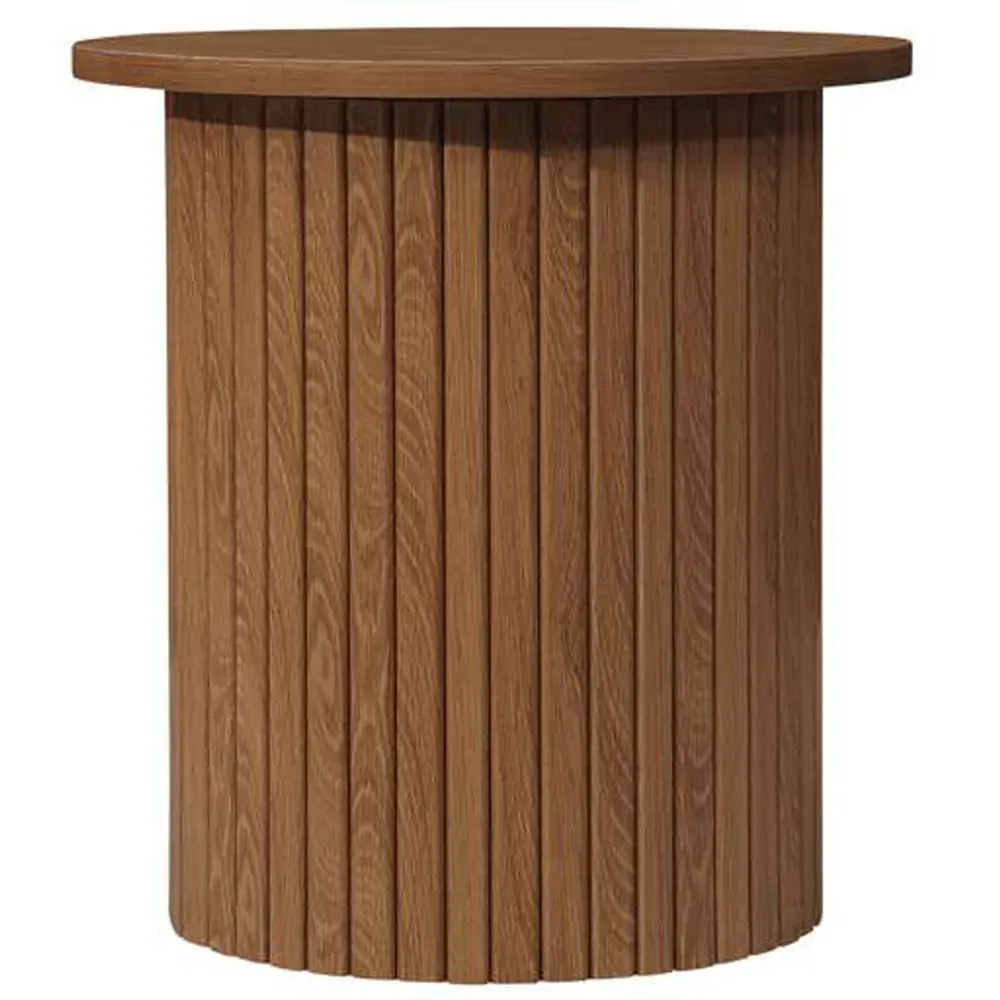 Axel Round Fluted Side Table - Brown, MDF