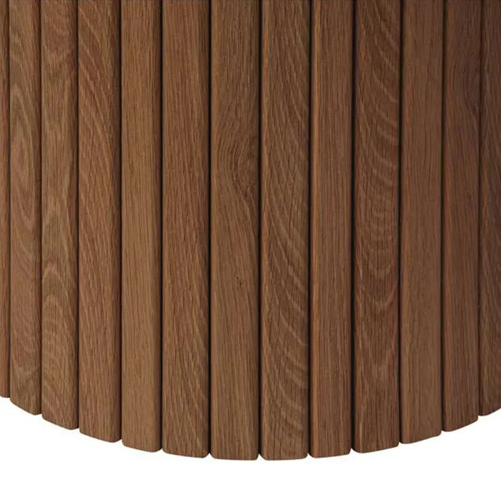 Axel Round Fluted Side Table - Brown, MDF