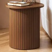 Axel Round Fluted Side Table - Brown, MDF