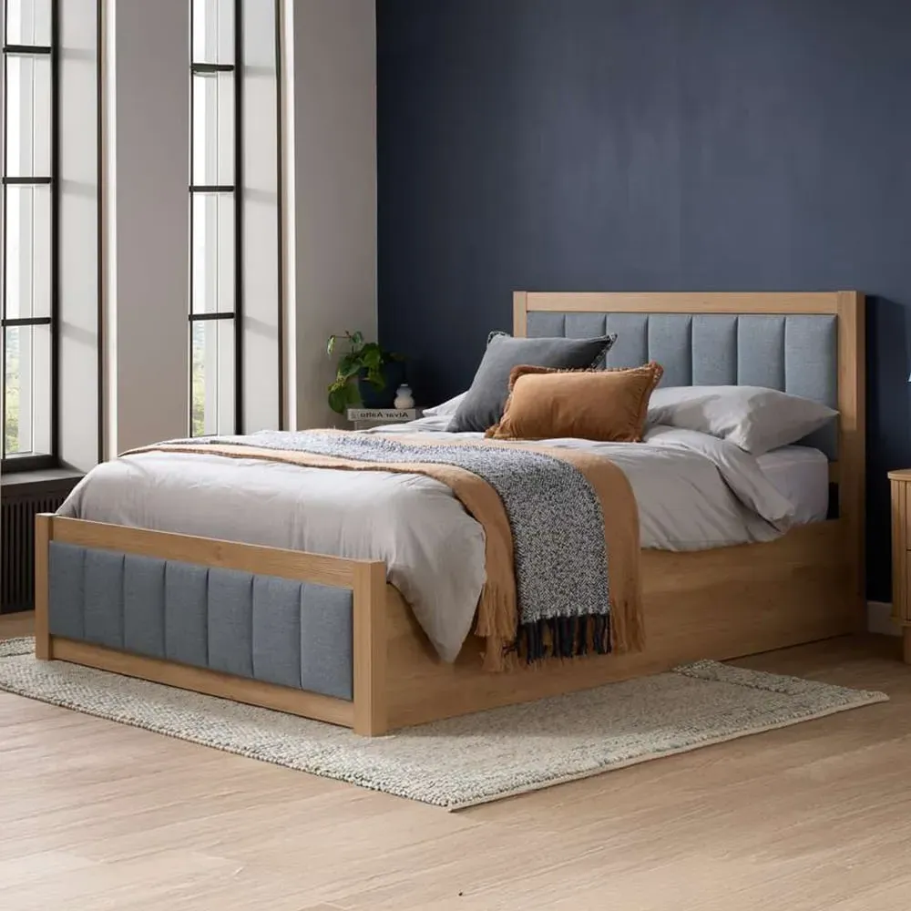Belmont Double Ottoman Bed with Storage - Grey, Oak image