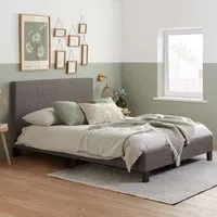 Berlin Double Bed Frame - Grey, Polyester