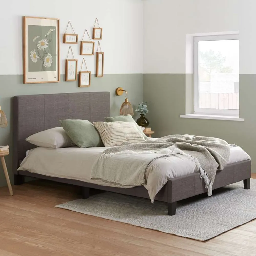 Berlin Double Bed Frame - Grey, Polyester