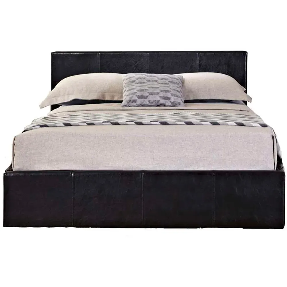 Berlin Double Ottoman Bed with Storage - Brown, Faux Leather