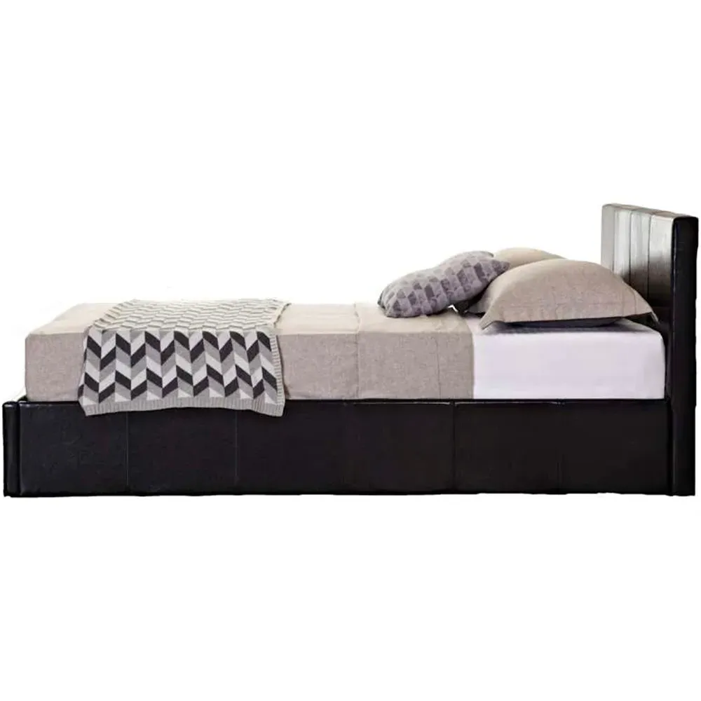 Berlin Double Ottoman Bed with Storage - Brown, Faux Leather