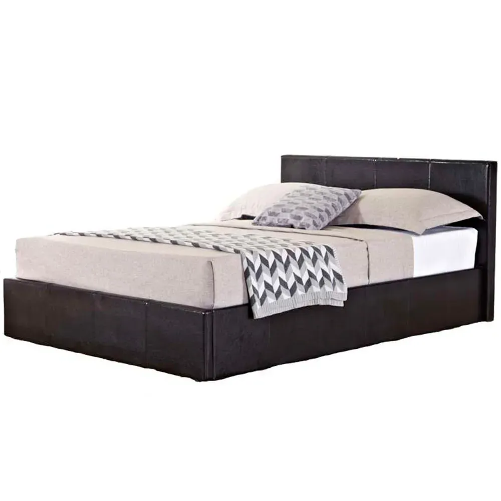 Berlin Double Ottoman Bed with Storage - Brown, Faux Leather