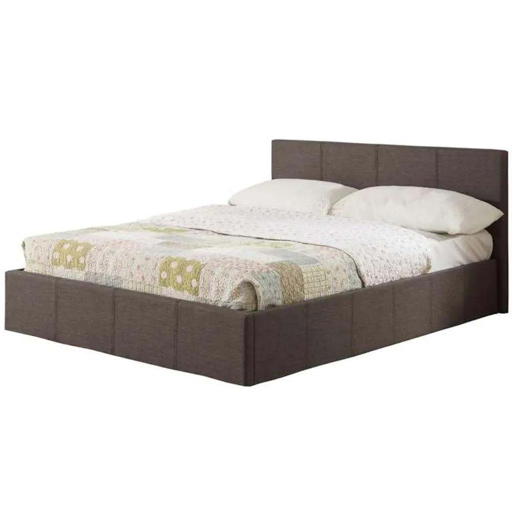 Berlin Double Ottoman Bed with Storage - Grey, Polyester