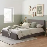 Berlin Double Ottoman Bed with Storage - Grey, Polyester