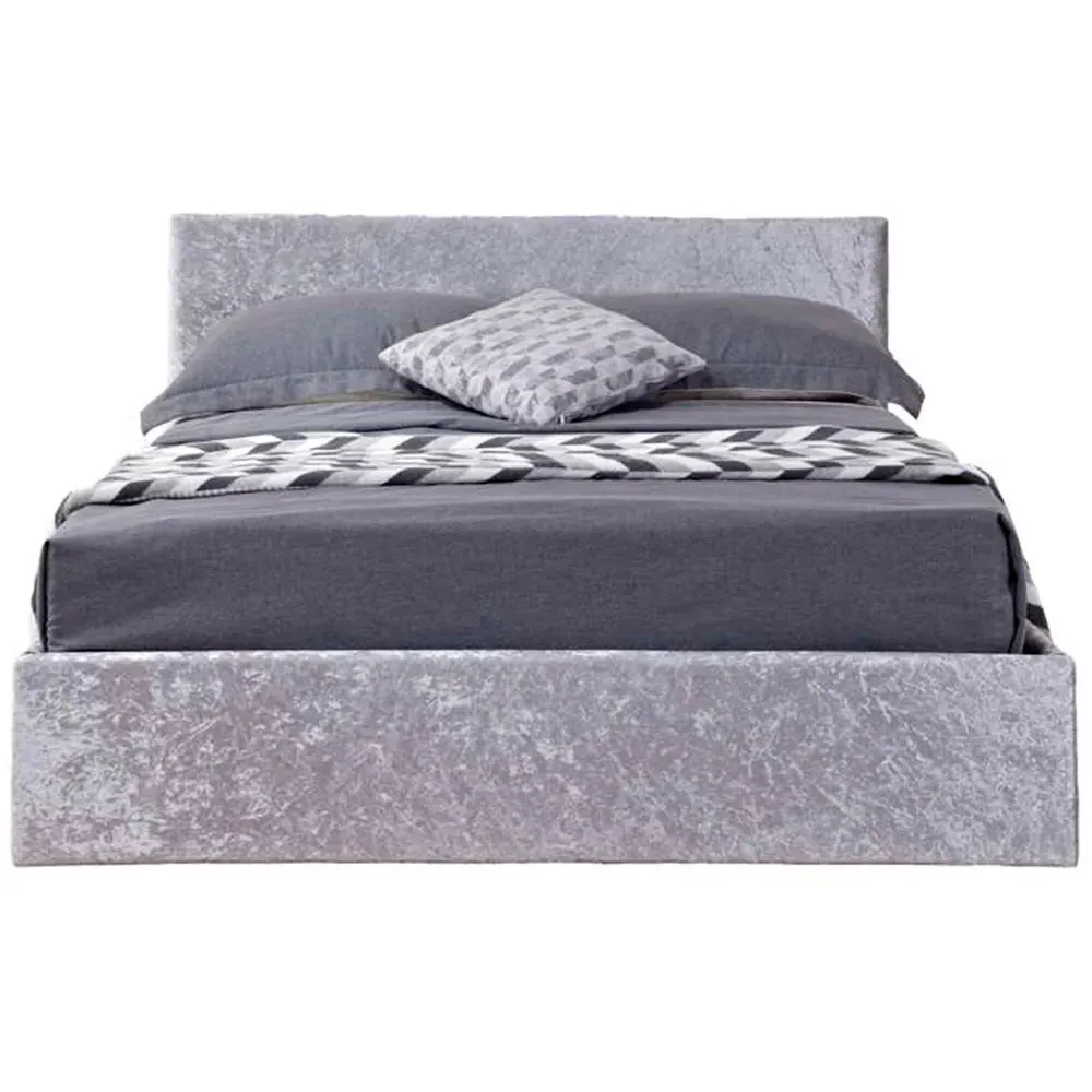 Berlin Double Ottoman Bed with Storage - Grey, Velvet