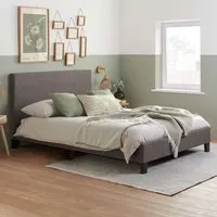 Berlin King Size Bed Frame - Grey, Polyester