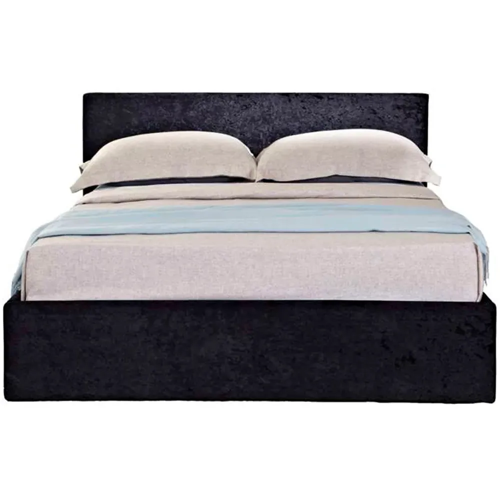 Berlin King Size Ottoman Bed with Storage - Black, Velvet