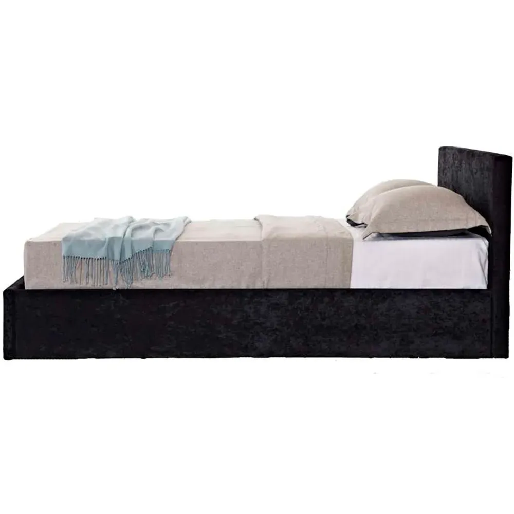 Berlin King Size Ottoman Bed with Storage - Black, Velvet