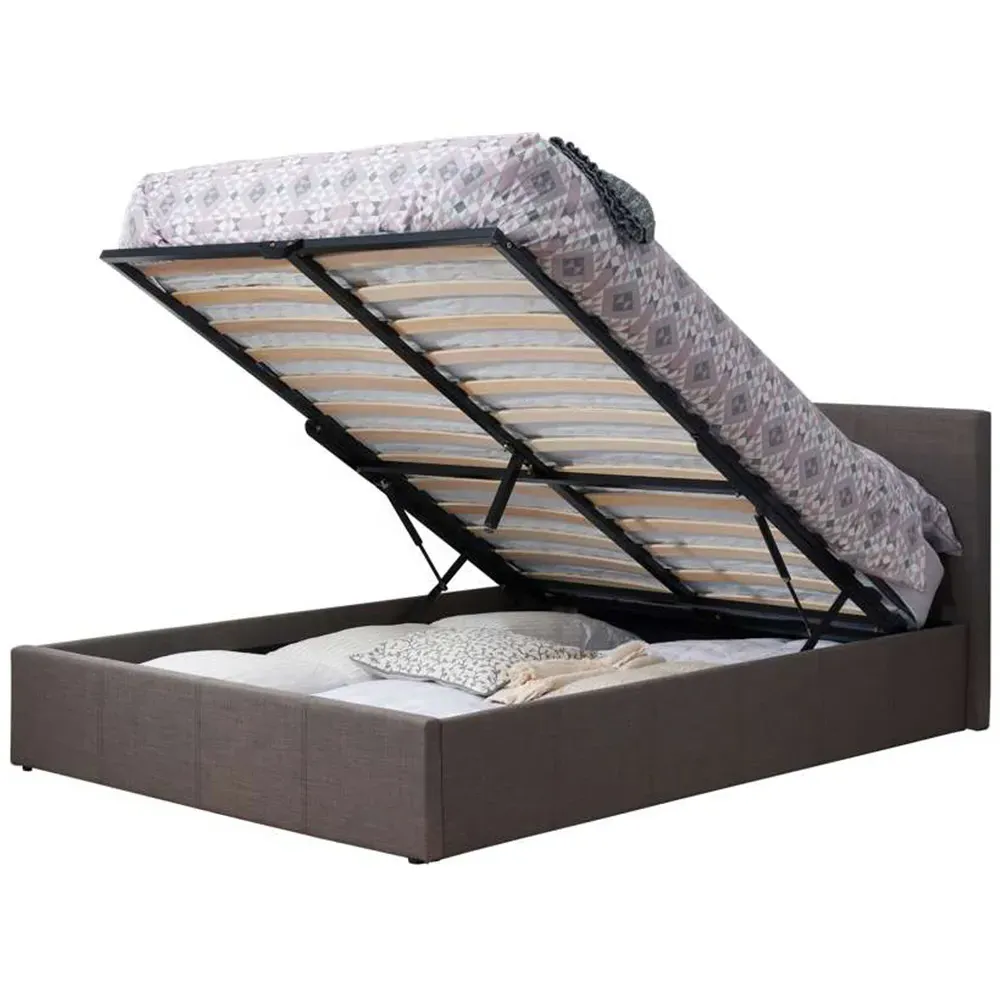 Berlin King Size Ottoman Bed with Storage - Grey, Polyester