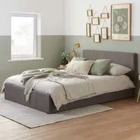 Berlin King Size Ottoman Bed with Storage - Grey, Polyester