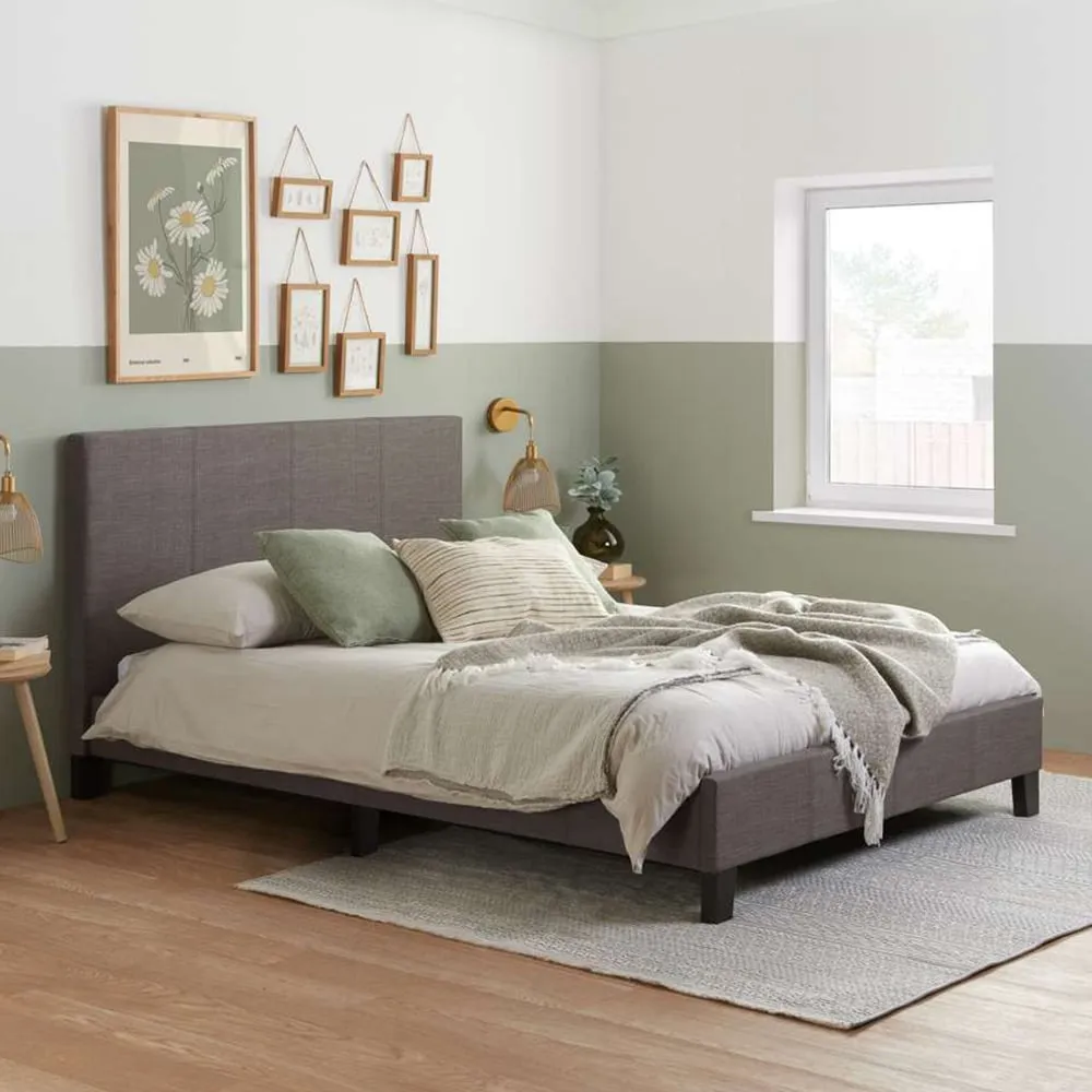 Berlin Single Bed Frame - Grey, Polyester