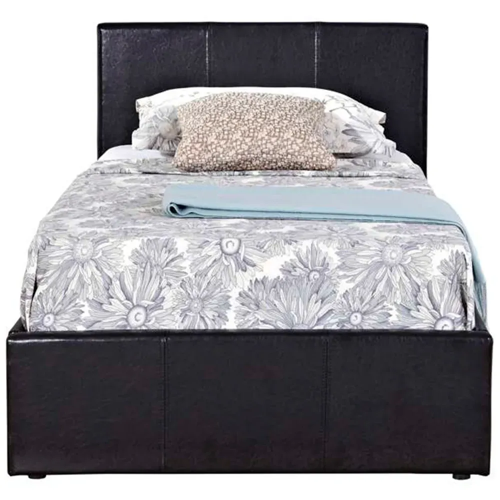 Berlin Single Ottoman Bed with Storage - Brown, Faux Leather