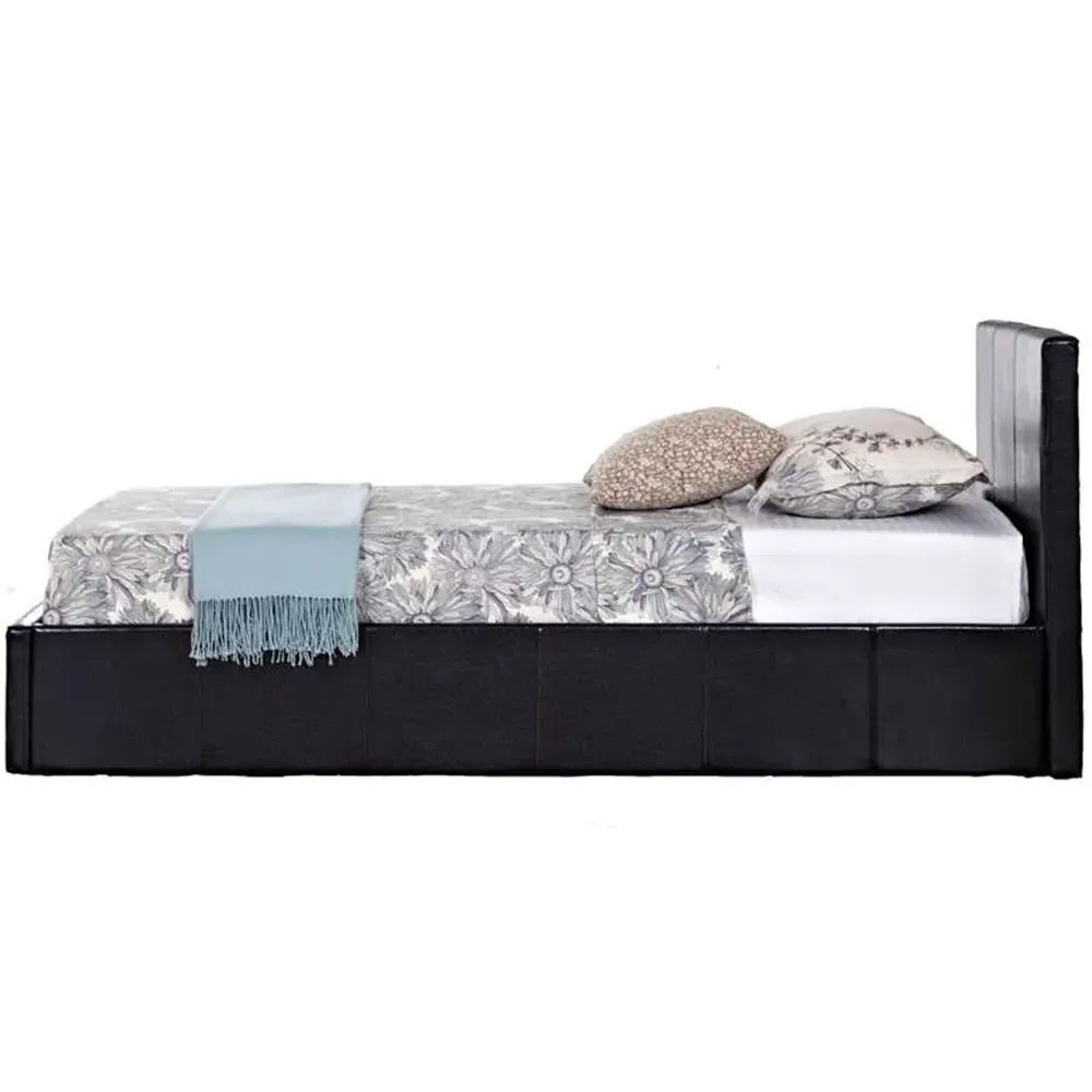 Berlin Single Ottoman Bed with Storage - Brown, Faux Leather