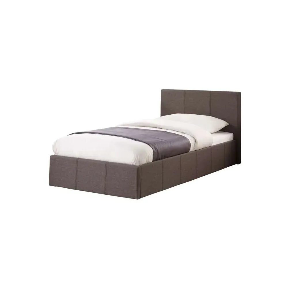 Berlin Single Ottoman Bed with Storage - Grey, Polyester