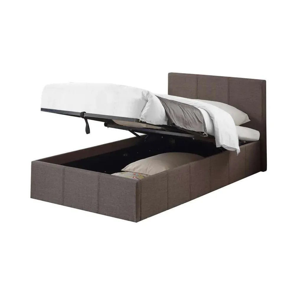 Berlin Single Ottoman Bed with Storage - Grey, Polyester