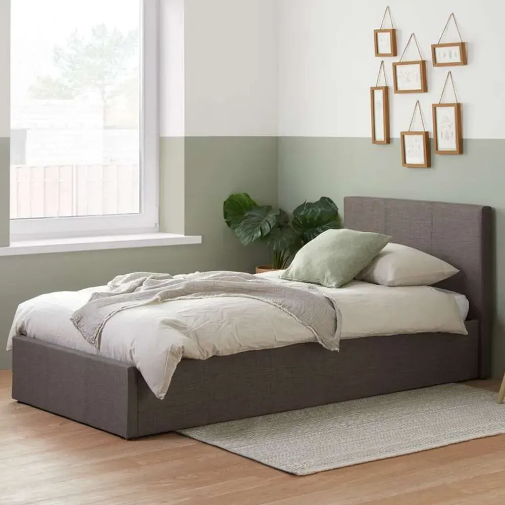 Berlin Single Ottoman Bed with Storage - Grey, Polyester