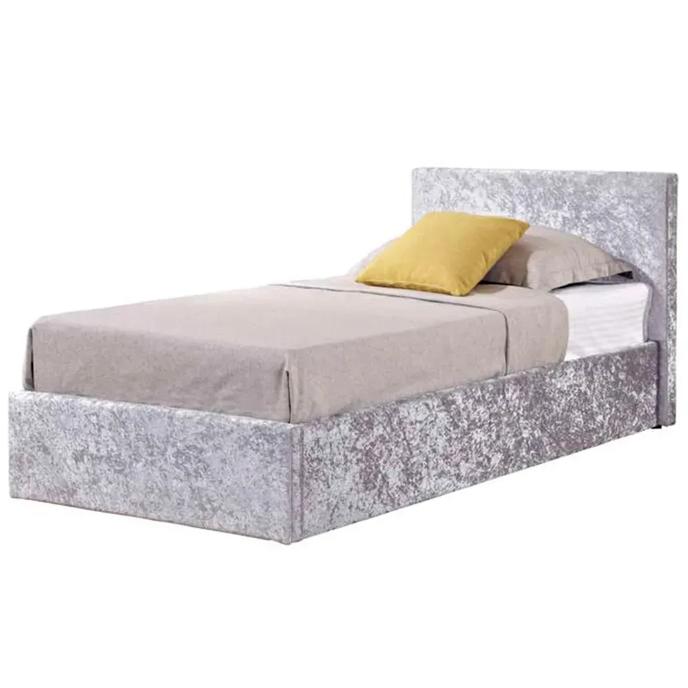 Berlin Single Ottoman Bed with Storage - Grey, Velvet