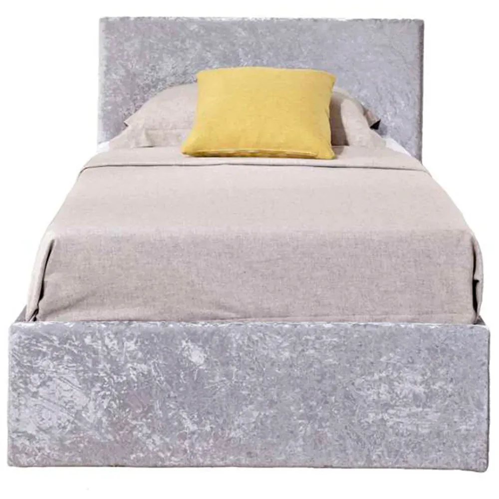 Berlin Single Ottoman Bed with Storage - Grey, Velvet
