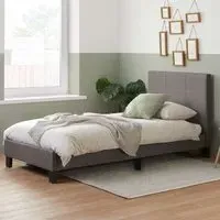 Berlin Small Double Bed Frame - Grey, Polyester